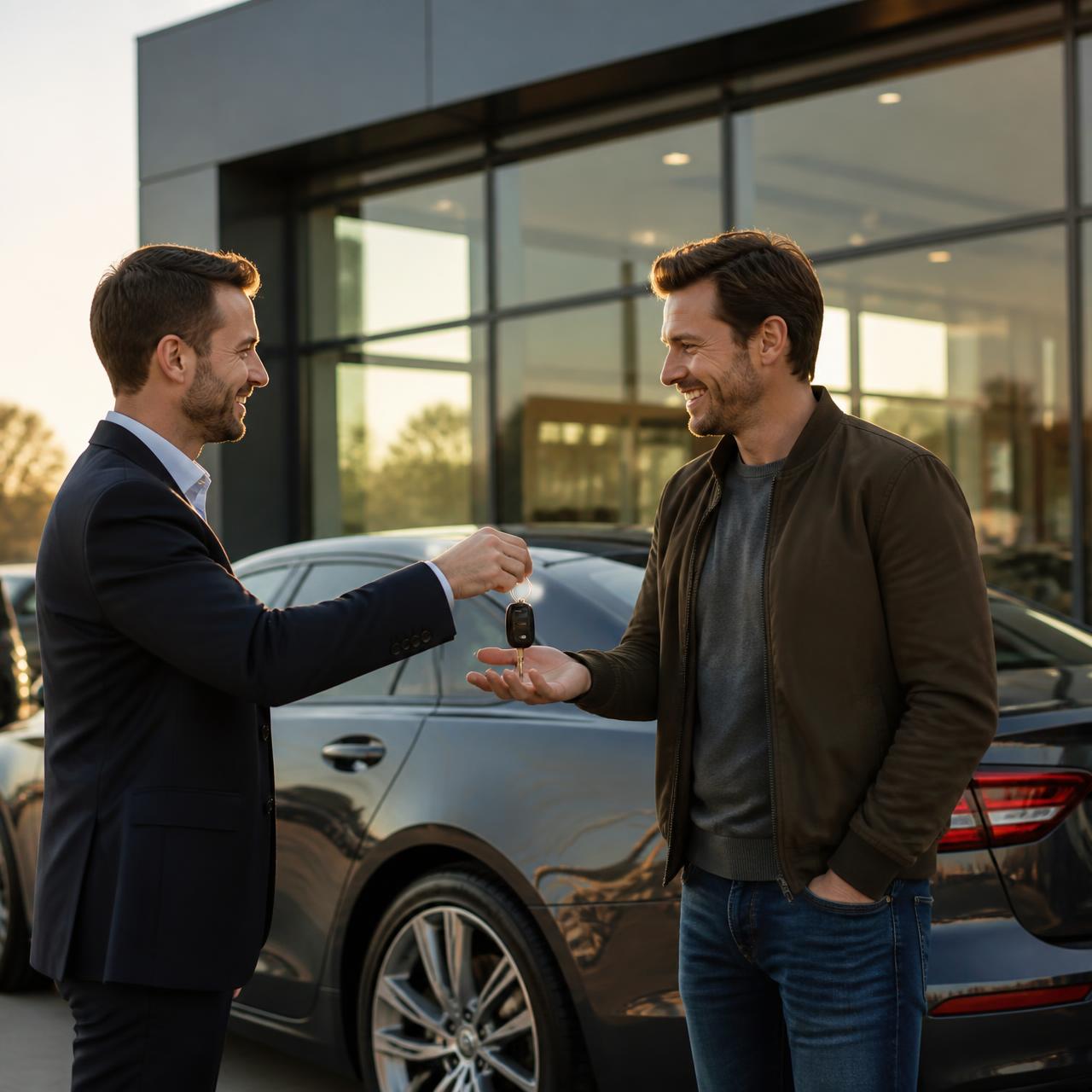 Sleuteloverdracht bij een premium occasion voor een moderne autozaak